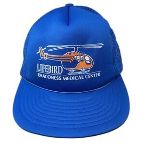 Sportcap Trucker Hat Blue One Size Deaconess Medical Center Lifebird Helicopter